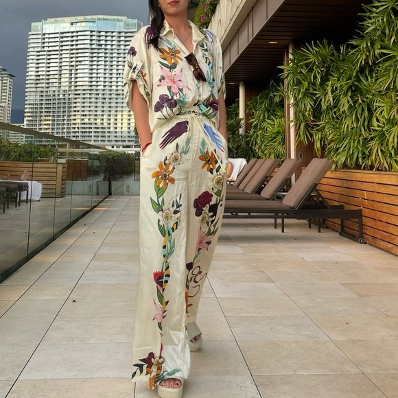 ALÉMAIS Meagan Novelty Printed 100% Silk Pants Size US 2 - Picture 11 of 16